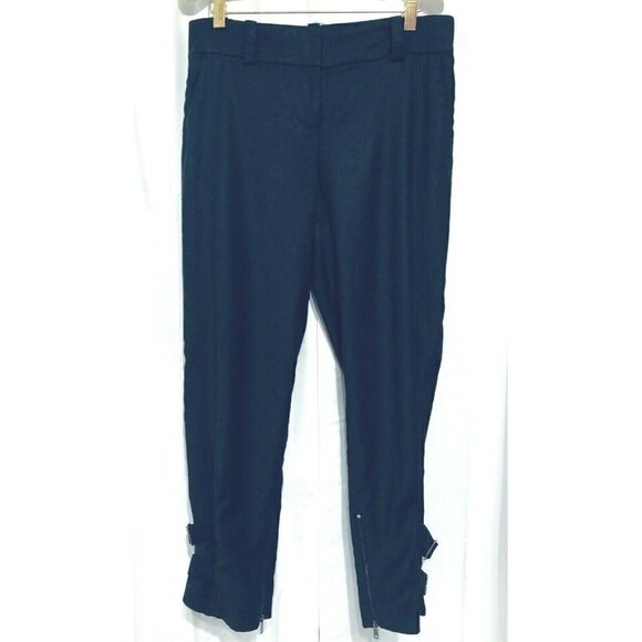 Ann Taylor Womens Size 2 Black Virgin Wool Capri Pants Zipper Buckle Ankle - Picture 1 of 5